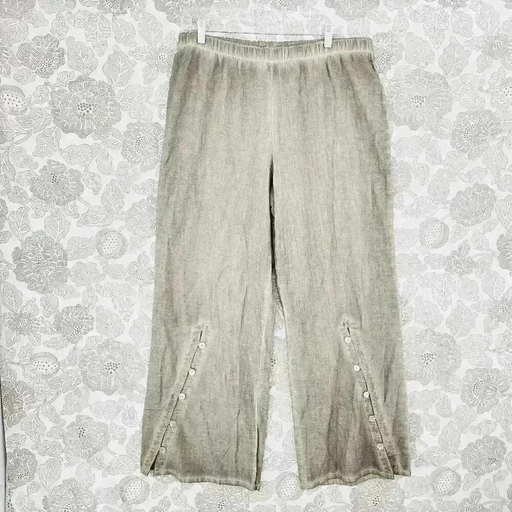 Soft Surroundings Wide Leg Button Pull on Women's Pants Tie Dye L 9274